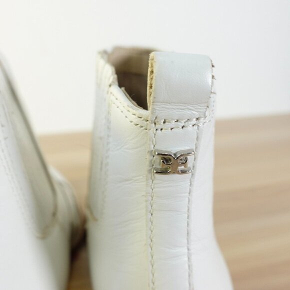 Sam Edelman Boots Leather 5 White Western Ankle Bootie Cowboy Chelsea Winona - Picture 15 of 16